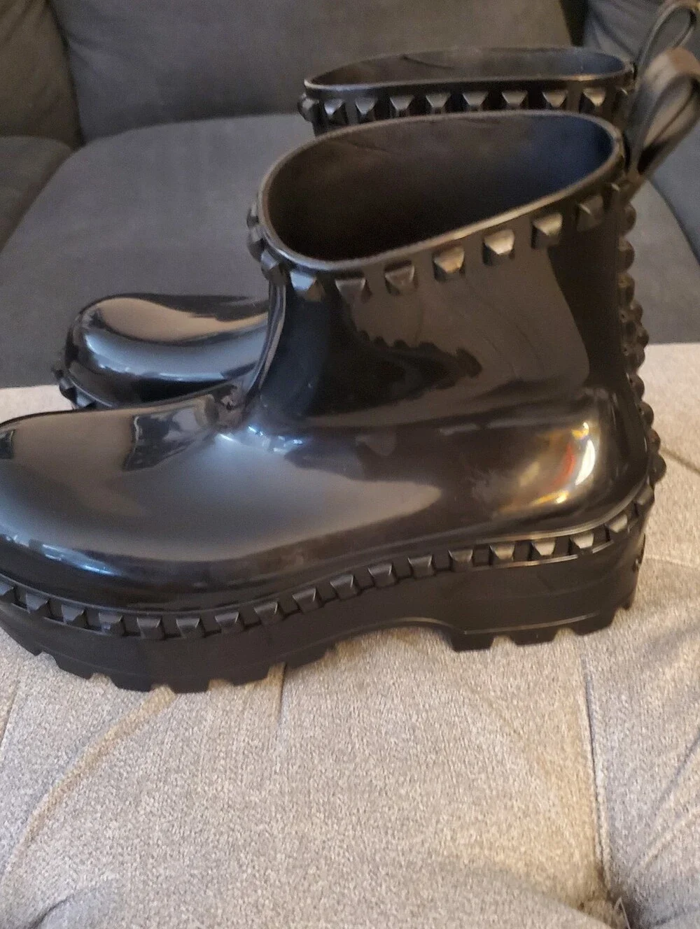 Carmen Sol Graziano Glossy Black Rain Ankle Boot